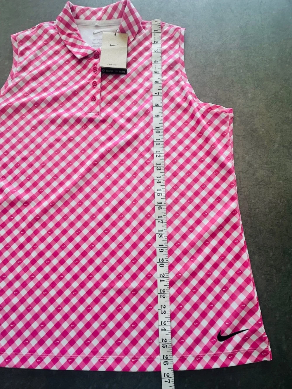 NWT Nike Women's Dri-FIT Victory Sleeveless Gingham Print Golf Polo Sz XL